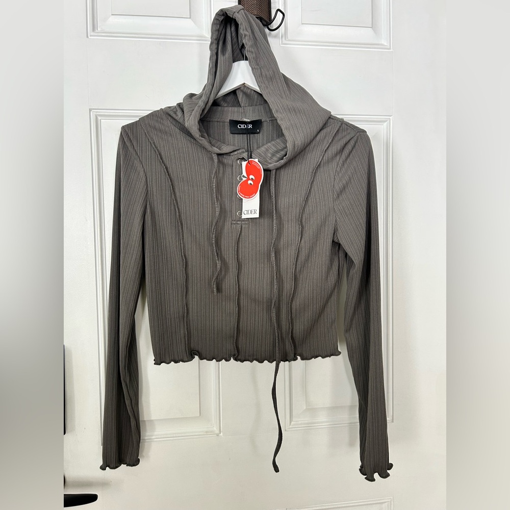 Cider Charcoal Ribbed Hoodie